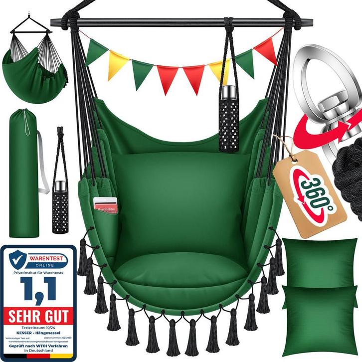 Hangstoel - Binnen & Buiten - Hangschommel - Tot 150kg - Gro, Huis en Inrichting, Overige Huis en Inrichting, Verzenden