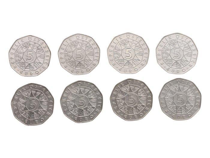 Oostenrijk. 5 Euro 2002/2006 (8 coins) (Zonder Minimumprijs), Postzegels en Munten, Munten | Europa | Euromunten