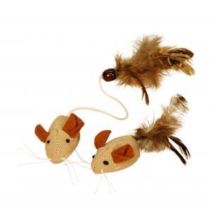 Muizen met veren nature 4,5 cm - kerbl, Dieren en Toebehoren, Katten-accessoires