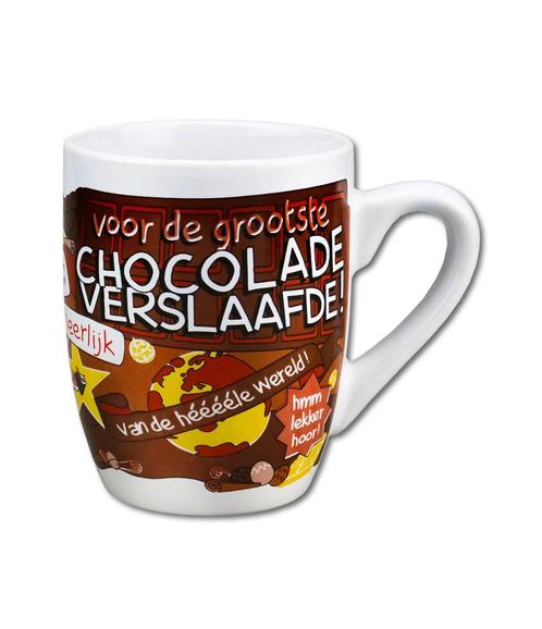 Mok Chocolade Verslaafde 12cm, Maison & Meubles, Cuisine | Vaisselle, Envoi