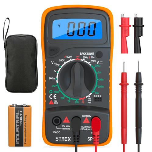 Strex Digitale Multimeter - AC / DC - Incl. 9V Duracell, Doe-het-zelf en Bouw, Meetapparatuur, Verzenden