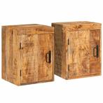 vidaXL Nachtkastje 2 pcs Bruin 35 x 33 x 48 cm Massief Mango, Huis en Inrichting, Slaapkamer | Nachtkastjes, Verzenden, Nieuw