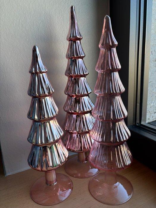 Goodwill: 3 roze kerstbomen van glas - Kerstballen goodwill, Divers, Noël