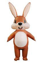 KIMU® Opblaas Kostuum Bruin Konijn Opblaasbaar Paashaas Pak, Ophalen of Verzenden