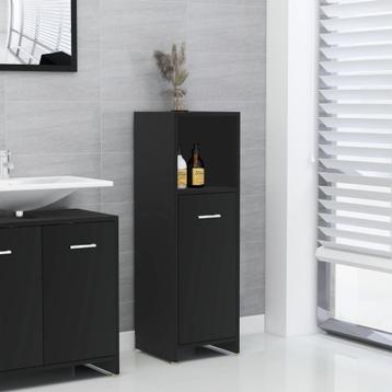 vidaXL Badkamerkast 30x30x95 cm bewerkt hout zwart, Huis en Inrichting, Badkamer | Badkamermeubels, Verzenden, Nieuw