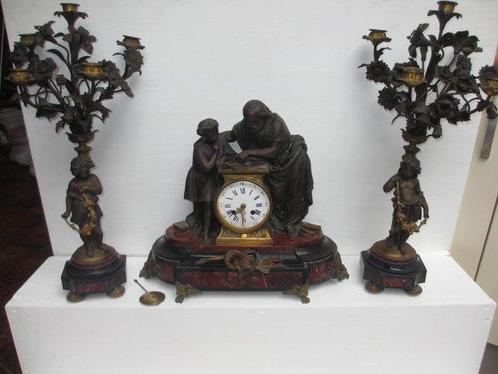 Klok Napoleon III stijl - Gepatineerd brons - 1850-1900, Antiek en Kunst, Antiek | Klokken