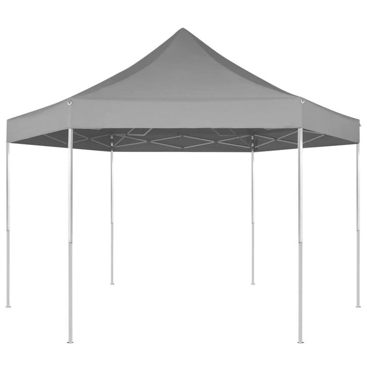 vidaXL Partytent pop-up zeshoekig inklapbaar 3,6x3,1 m grijs, Tuin en Terras, Partytenten, Nieuw, Verzenden