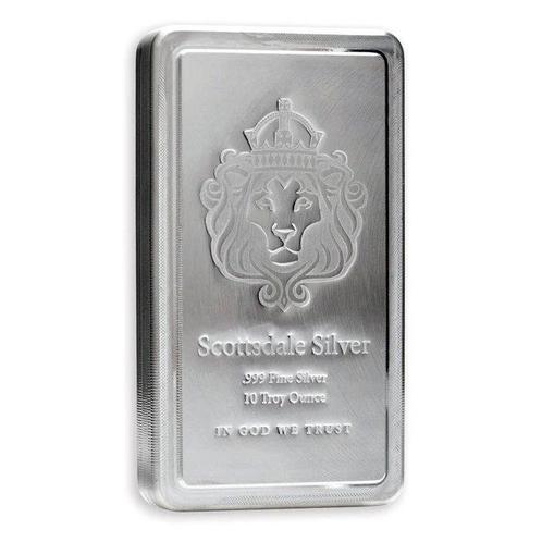 10 troy ounce - Zilver .999 - 10 oz Scottsdale Stacker Fine, Postzegels en Munten, Edelmetalen en Baren
