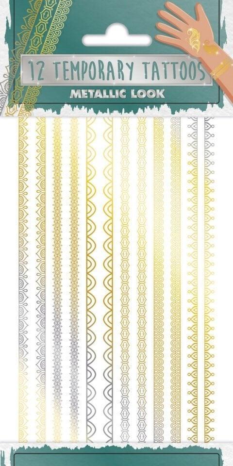 Goud Zilveren Nep Tattoos Henna Hippie 12st, Hobby en Vrije tijd, Feestartikelen, Nieuw, Verzenden