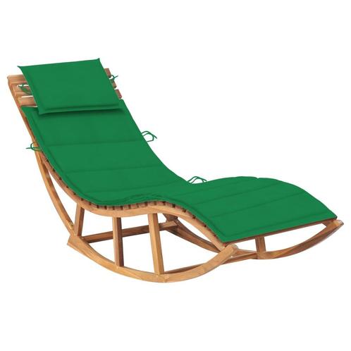 vidaXL Chaise longue à bascule avec coussin Bois de teck, Tuin en Terras, Ligbedden, Verzenden