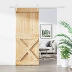 vidaXL Schuifdeur met beslag 100x210 cm massief grenenhout, Verzenden, Nieuw