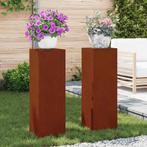 vidaXL Plantenstand 2 pcs Roestig 24 x 24 x 75 cm, Tuin en Terras, Verzenden, Nieuw