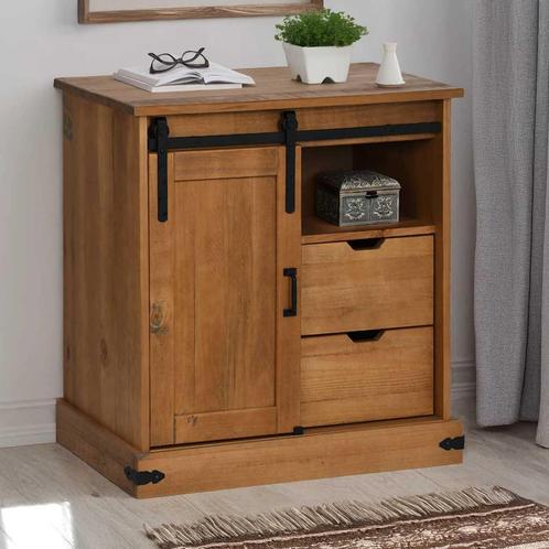 vidaXL Dressoir HALDEN met schuifdeur 80x40x80 cm massief, Huis en Inrichting, Kasten | Dressoirs, Nieuw, Verzenden