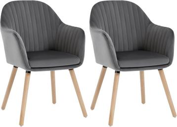 WOLTU 2 Eetkamerstoelen - Fluwelen stoel - Donkergrijs, Verzenden