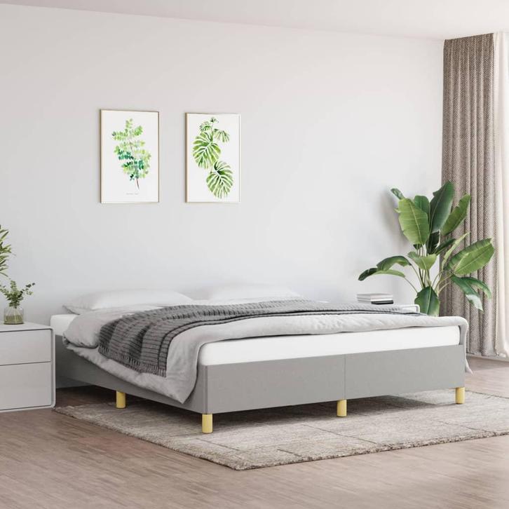 vidaXL Boxspring bed stof lichtgrijs 180x200 cm, Maison & Meubles, Chambre à coucher | Lits, Envoi