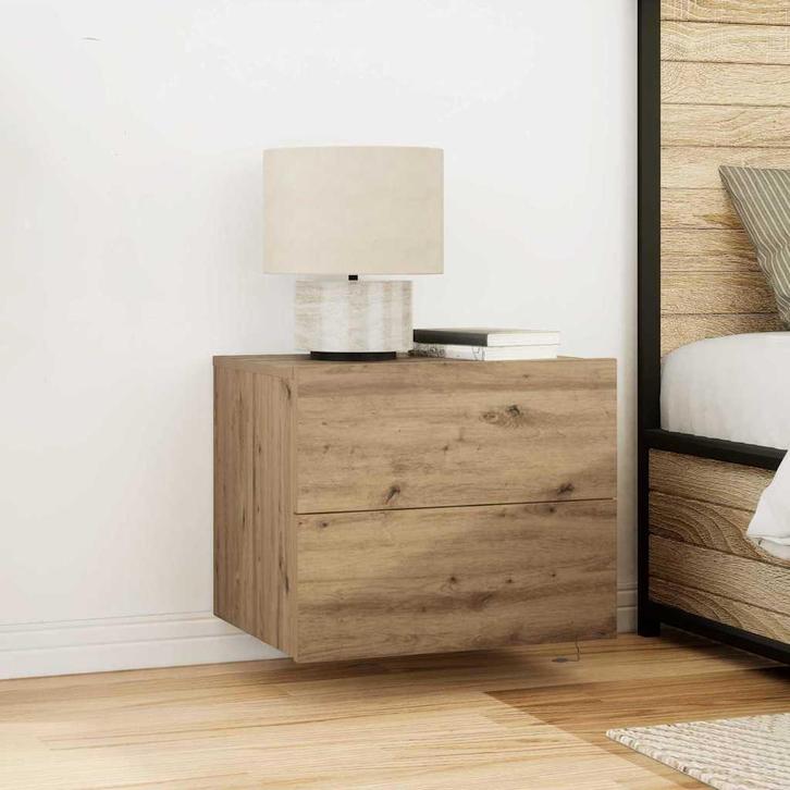 vidaXL Wandkastje voor Bed met lade 2 pcs artisanaal, Huis en Inrichting, Slaapkamer | Nachtkastjes, Nieuw, Verzenden