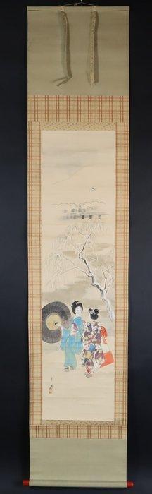 Rouleaux suspendus (2) – Geisha et Maiko sous parapluie -, Antiek en Kunst, Antiek | Overige Antiek