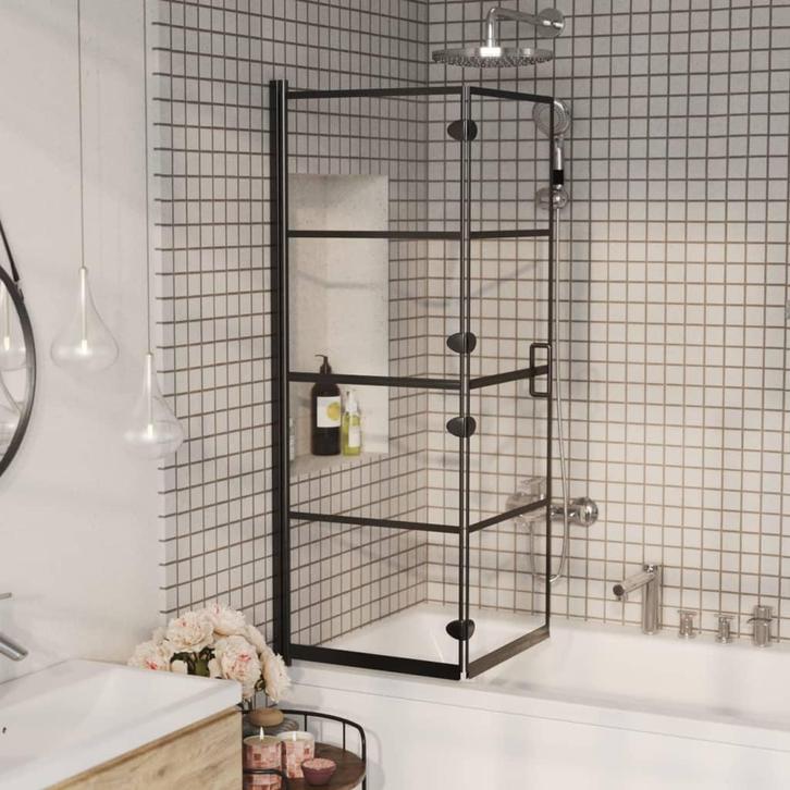 Inklapbare Douchewand Zwart | Tweede Kansje | OP=OP, Doe-het-zelf en Bouw, Sanitair, Nieuw, Glas, Douche, Verzenden