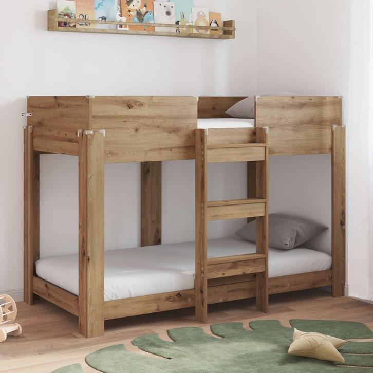 vidaXL Stapeld bed voor kids Artisan Eiken 80 x 160 cm, Huis en Inrichting, Slaapkamer | Bedden, Nieuw, Verzenden