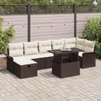 vidaXL 8-delige tuinset met kussens bruin poly rattan, Tuin en Terras, Verzenden, Nieuw, Tuinset