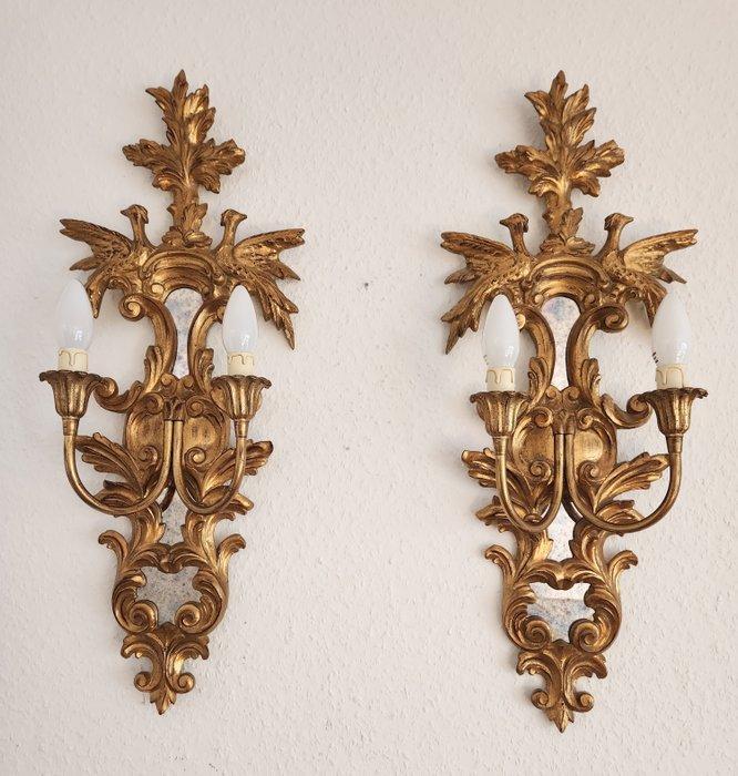 Wandlamp (2) - Verguld hout, Antiek en Kunst, Antiek | Meubels | Stoelen en Sofa's