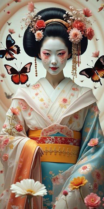 Hiroshi (1981) - The Smart Ms Butterfly Toile (XXL), Antiquités & Art, Art | Peinture | Moderne