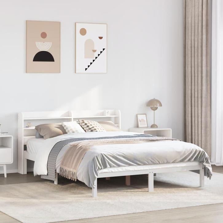 vidaXL Bedframe zonder matras massief grenenhout wit 160x200, Maison & Meubles, Chambre à coucher | Lits, Envoi