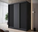 Kledingkast 180cm zwart Schuifdeuren - Garderobekast, Verzenden, Nieuw