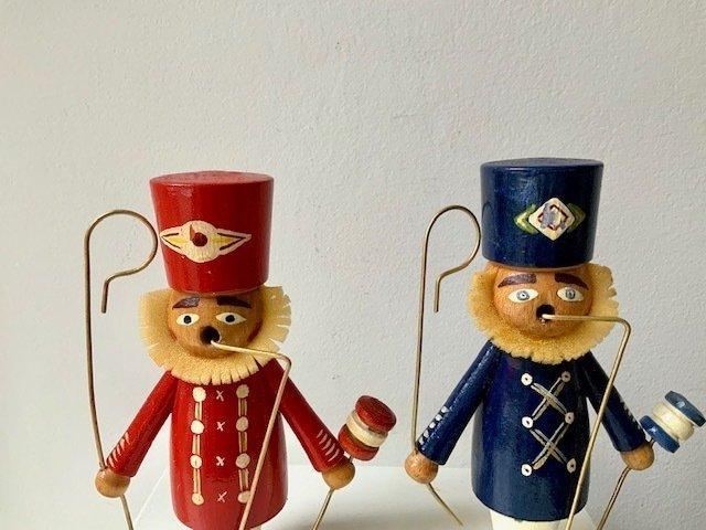 Kerstbeeldje ornament (2) - Rookmannetje kapitein - Hout -, Diversen, Kerst