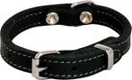 J&V Vetlederen halsband zwart 16mmx40cm, Dieren en Toebehoren, Nieuw
