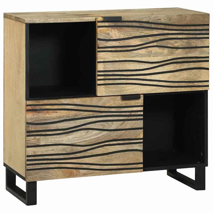 vidaXL Dressoir Bruin 80 x 33 x 75 cm massief mangohout, Huis en Inrichting, Kasten | Dressoirs, Nieuw, Verzenden