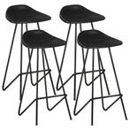 vidaXL Tabourets de bar lot de 4 noir cuir véritable, Maison & Meubles, Tabourets de bar, Verzenden, Neuf