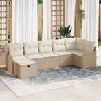vidaXL Tuinbank Set met kussen met opslag 7 pcs Beige Poly, Tuin en Terras, Verzenden, Nieuw