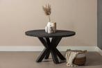 Mangohouten Eettafel Rond Tara 160 cm Zwart (5cm), Huis en Inrichting, Verzenden, Rond, Nieuw, Industriële meubels