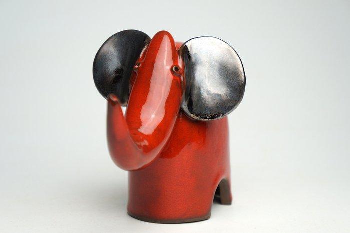 Beeldje - Red Elephant - Keramiek, Antiquités & Art, Antiquités | Verre & Cristal