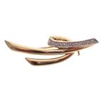 Gouden fantasie broche | Diamant 0,045 ct. (diamanten), Handtassen en Accessoires, Broches, Gebruikt, Overige kleuren, Ophalen of Verzenden