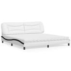 vidaXL Bed met matras Hvar kunstleer wit en zwart 200x200, Huis en Inrichting, Verzenden, Nieuw