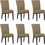 Set van 6 Taupe leren landelijke eetkamerstoelen - Toledo, Huis en Inrichting, Stoelen, Nieuw, Vijf, Zes of meer stoelen, Landelijk