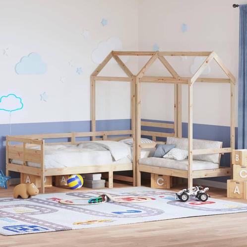 vidaXL Kinderbed met huisje en bankje massief grenenhout, Maison & Meubles, Chambre à coucher | Lits, Envoi