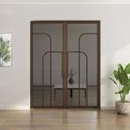 Dubbele stalen taatsdeur - Brons - 4 Vlaks rond - Rook glas, Minder dan 80 cm, Overige typen, Nieuw, Metaal