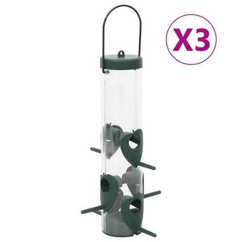 vidaXL Vogelvoeders 3 st 17x17x32 cm donkergroen, Dieren en Toebehoren, Vogels | Toebehoren, Nieuw, Verzenden