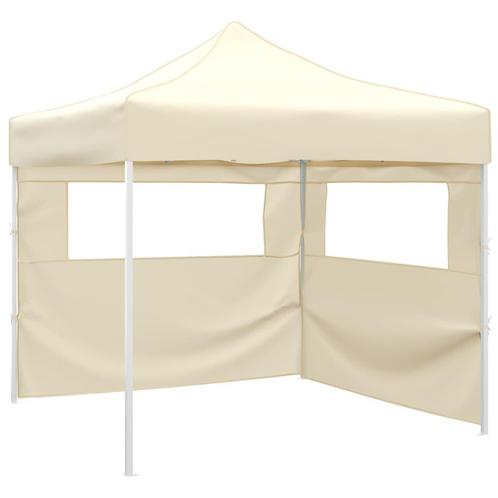 vidaXL Vouwtent met 2 wanden 3x3 m crème, Tuin en Terras, Partytenten, Nieuw, Verzenden