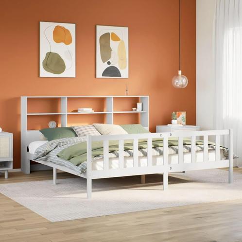 vidaXL Lit bibliothèque sans matelas blanc 200x200 cm, Maison & Meubles, Chambre à coucher | Lits, Neuf, Envoi