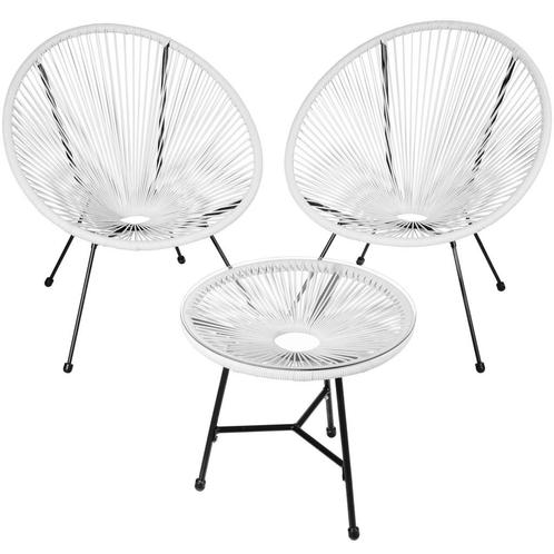 tectake Set van 2 stoelen Santana met tafel - wit, Tuin en Terras, Tuinsets en Loungesets, Verzenden