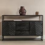 Dressoir Mangohout Kjeld 145 Hoog Zwart, Huis en Inrichting, Verzenden, Nieuw, Overige houtsoorten, Industriële meubels