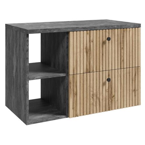 Badplaats Wastafelkast Saros 90 cm - Eiken - met Opbergvak, Huis en Inrichting, Badkamer | Badkamermeubels, Nieuw, Verzenden