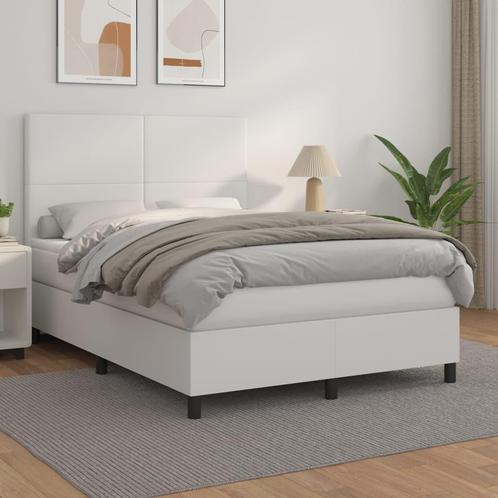 vidaXL Boxspring met matras kunstleer wit 140x200 cm, Huis en Inrichting, Slaapkamer | Bedden, Nieuw, Verzenden