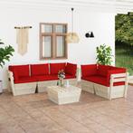 vidaXL 6-delige Loungeset met kussens pallet vurenhout, Tuin en Terras, Verzenden, Nieuw, Loungeset