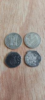 Azië. Lote de cuatro monedas de plata, dos de la India y dos, Postzegels en Munten