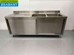 RVS Spoeltafel dubbele spoelbakken schuifdeuren Premium-line, Ophalen of Verzenden